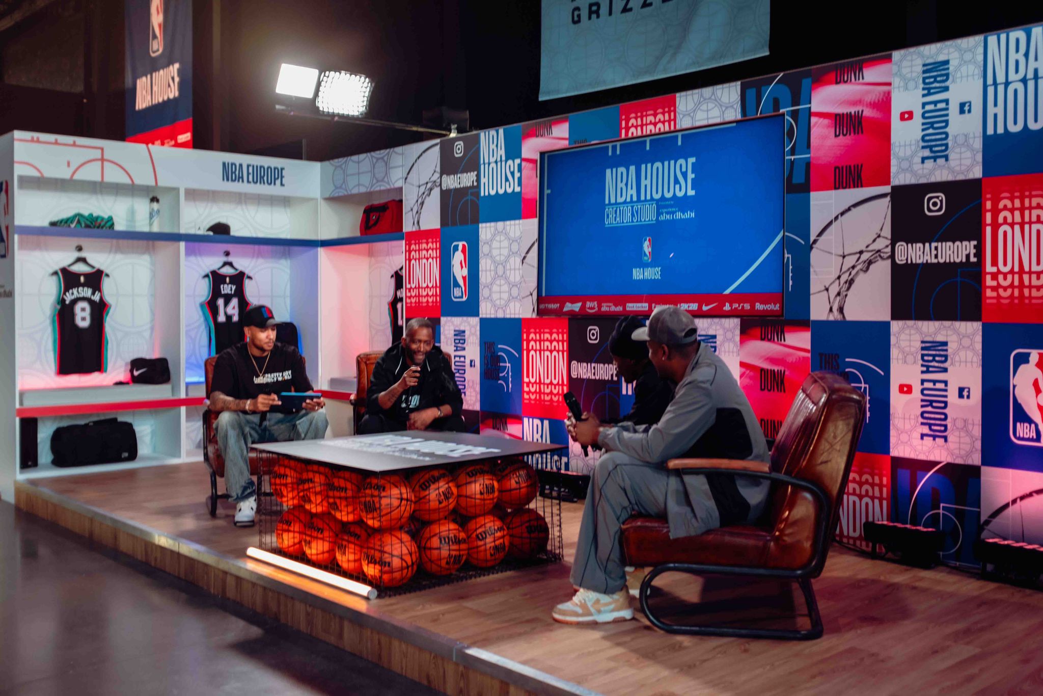 Filthy Fellas recording a podcast at NBA House Abu Dhabi